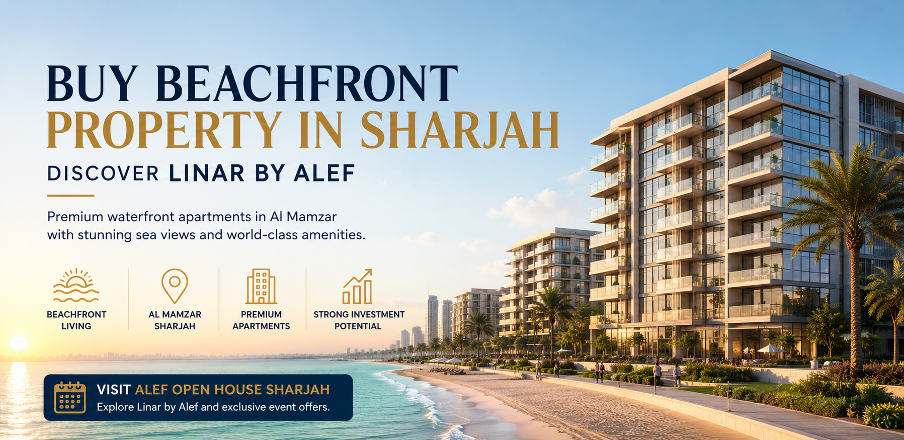 buy beachfront property in Sharjah, Linar by Alef