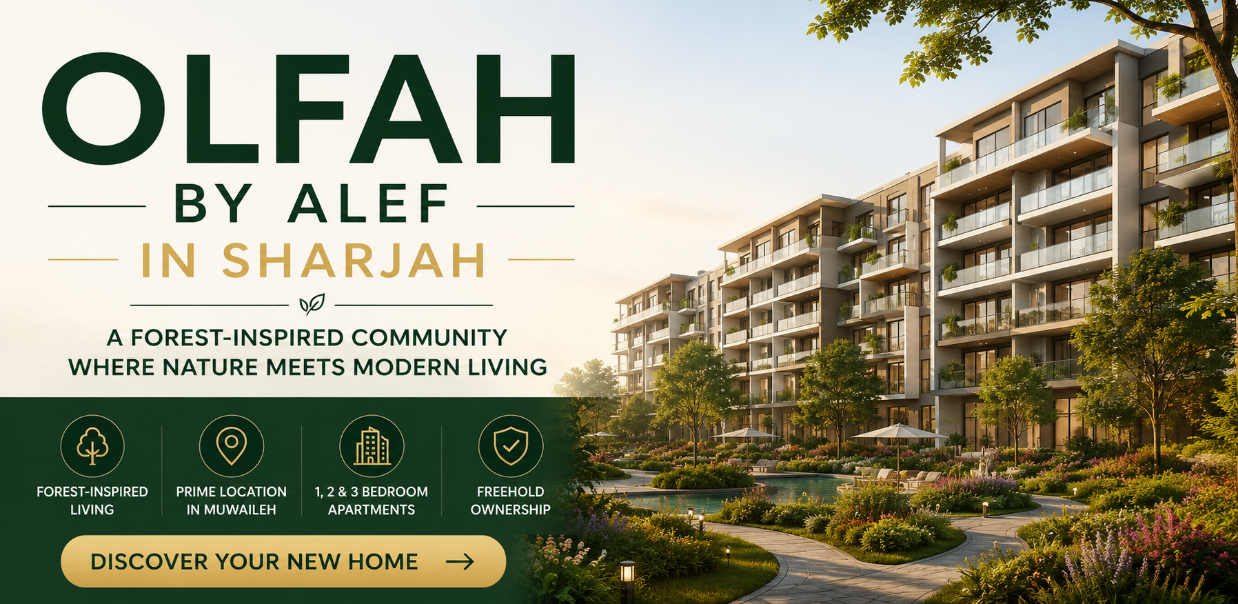 Olfah by Alef in Sharjah is a premium freehold residential apartment community